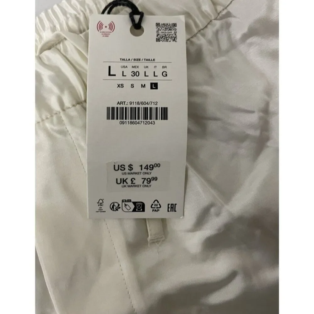 Zara Ludovic De Saint Sernin Womens Pants L White Satin Trousers 9118/604 NWT - Picture 6 of 14